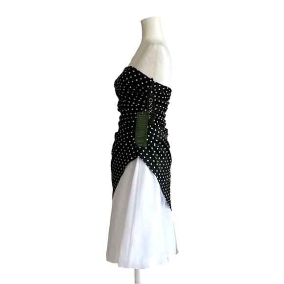Onyx Nite Dress Black White Polka Dot Strapless Tulle Fit Flare Prom Size 3/4 - Picture 6 of 12